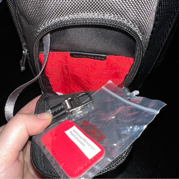 Tumi Gray, Black, and Red Higgins Ballistic Nylon Sling Bag - Picture 3 of 11